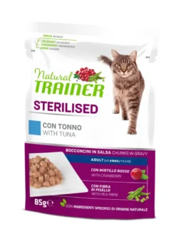 Natural Trainer Gatto Sterilised Adult con Tonno Bocconcini In Salsa 85g