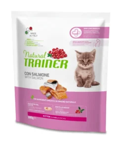 Natural Trainer Kitten Crocchette Con Salmone Per Gatti Cuccioli Sacco 300g