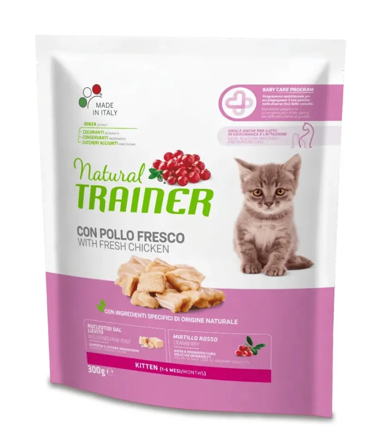 Natural Trainer Kitten Crocchette Con Pollo Per Gatti Cuccioli Sacco 300g