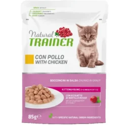 Natural Trainer Kitten&Young Bocconcini Di Pollo In Salsa Per Gattini 85g