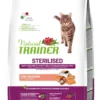 Natural Trainer Sterilised Crocchette Con Salmone Per Gatti Adulti Sacco 3kg