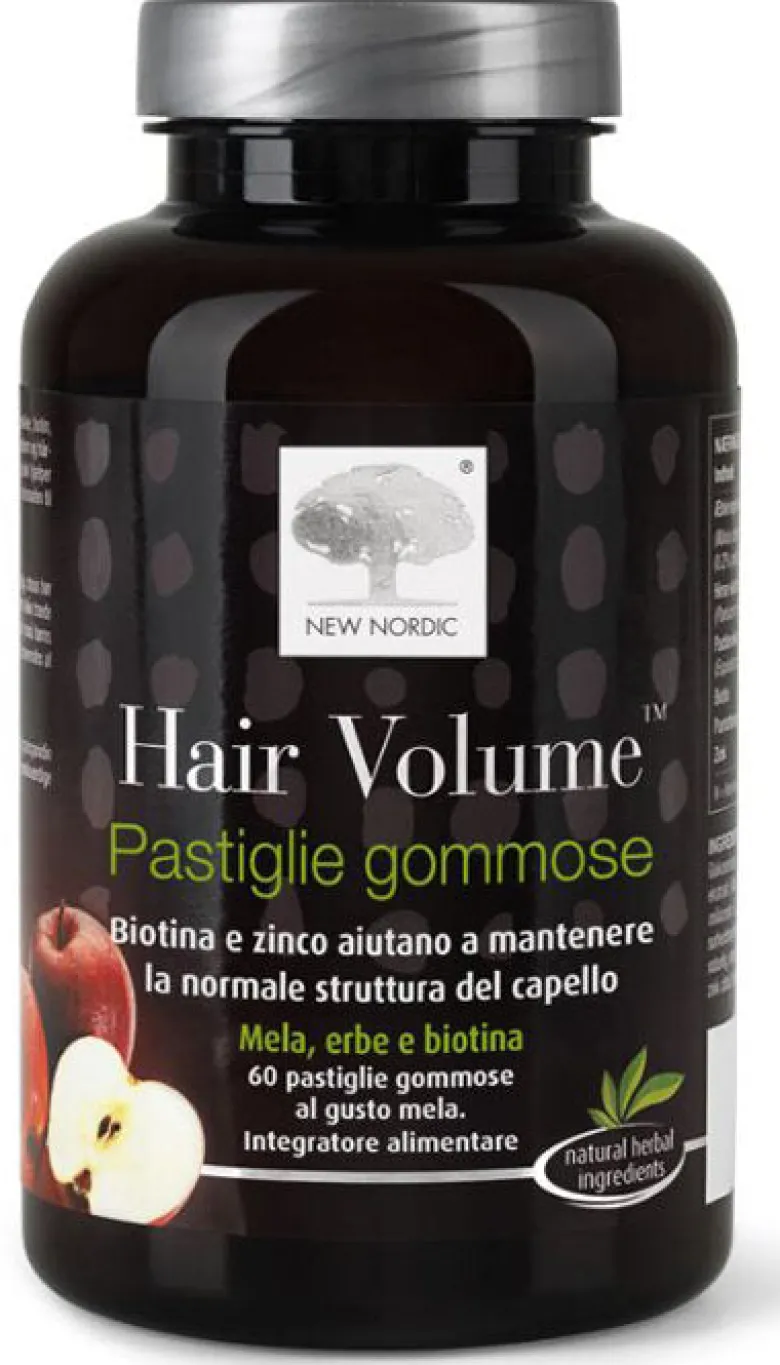 New Nordic Hair Volume per rinforzare la struttura dei capelli 60 pastiglie gommose gusto mela
