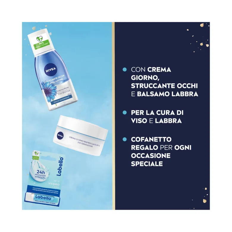 Nivea Cofanetto Essential Skincare Struccante 125ml + Crema Giorno 50ml + Labello