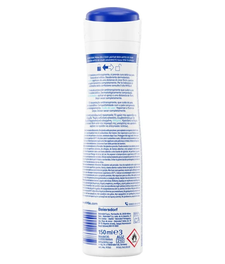 Nivea Derma Control Defend Extra Comfort Deodorante Antitraspirante Spray 72H 150ml
