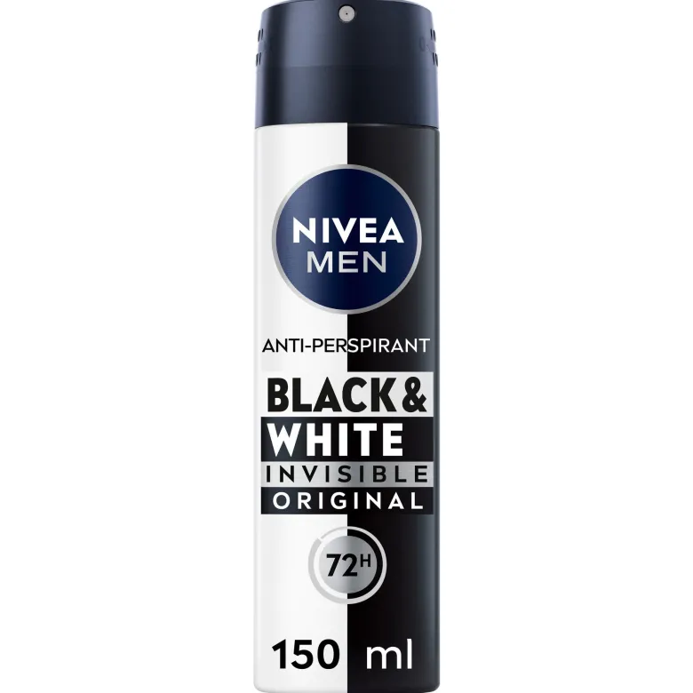 Nivea Men Black & White Invisible Original Spray Deodorante Uomo Antitraspirante 72h 150ml