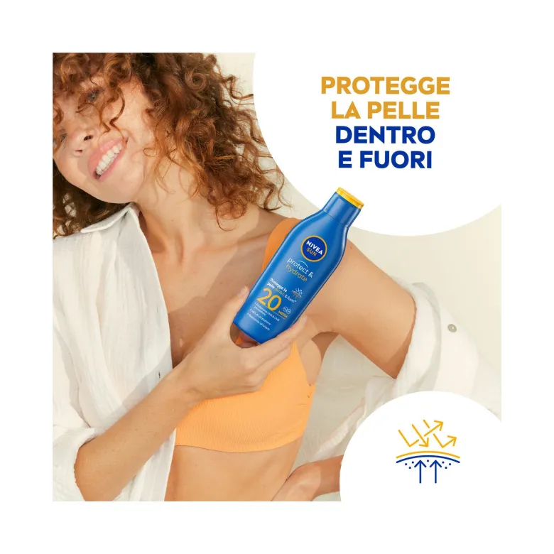 Nivea Sun Latte Solare Protect & Hydrate Fp20 Crema Solare Idratante Per 48 Ore 200ml