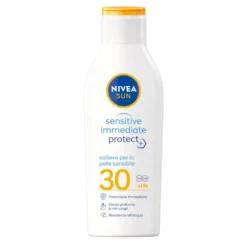 Nivea Sun Latte Solare Sensitive Immediate Protect Fp30 Crema Solare Per Pelli Sensibili 200ml