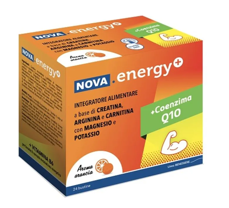 Nova Argentia Energy+ utile per la funzione muscolare 24 bustine Gusto Arancia