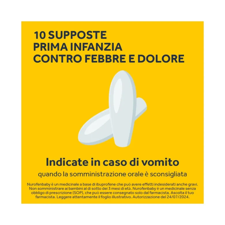 Nurofen Baby Prima Infanzia 60 mg Ibuprofene Indicato per Febbre 10 Supposte