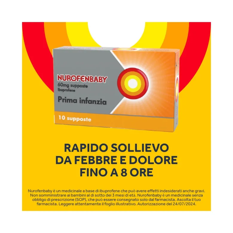 Nurofen Baby Prima Infanzia 60 mg Ibuprofene Indicato per Febbre 10 Supposte