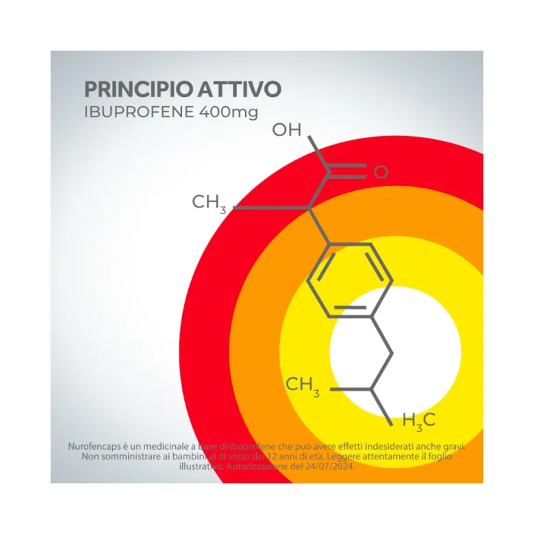 Nurofencaps 400 mg Ibuprofene per Mal di Testa Dolori ai Denti e Muscolari 10 Capsule Molli