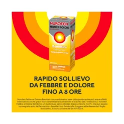 Nurofen Febbre e Dolore Bambini 100 mg/5 mlIbuprofene Indicato per Febbre Dolori ai Denti e Muscolari Sospensione Orale Arancia 150 ml