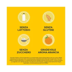 Nurofen Febbre e Dolore Bambini 100 mg/5 mlIbuprofene Indicato per Febbre Dolori ai Denti e Muscolari Sospensione Orale Arancia 150 ml
