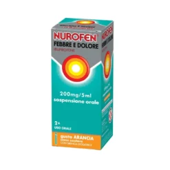 Nurofen Febbre e Dolore Bambini 200 mg/5 ml Ibuprofene Indicato per Febbre Dolori ai Denti e Muscolari Sospensione Orale Arancia 100 ml