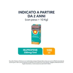 Nurofen Febbre e Dolore Bambini 200 mg/5 ml Ibuprofene Indicato per Febbre Dolori ai Denti e Muscolari Sospensione Orale Arancia 100 ml