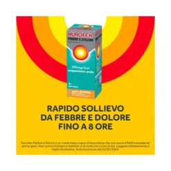 Nurofen Febbre e Dolore Bambini 200 mg/5 ml Ibuprofene Indicato per Febbre Dolori ai Denti e Muscolari Sospensione Orale Arancia 100 ml
