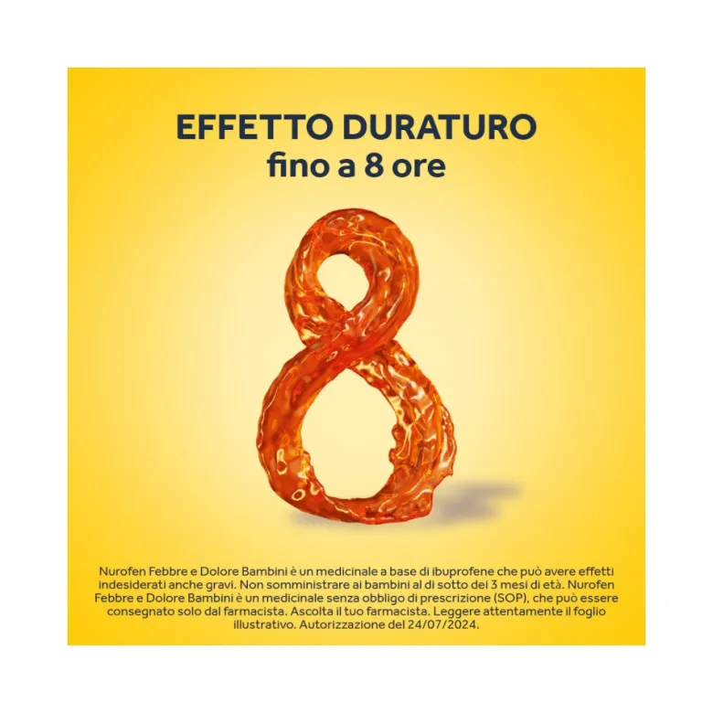 Nurofen Febbre e Dolore Bambini 100 mg/5 ml Ibuprofene Indicato per Febbre Dolori ai Denti e Muscolari Sospensione Orale Fragola 150 ml