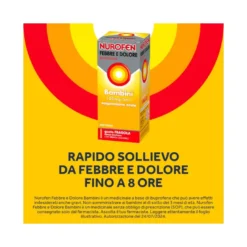 Nurofen Febbre e Dolore Bambini 100 mg/5 ml Ibuprofene Indicato per Febbre Dolori ai Denti e Muscolari Sospensione Orale Fragola 150 ml
