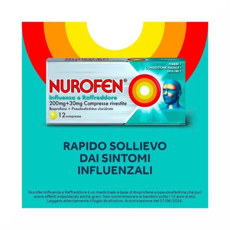 Nurofen Influenza e Raffreddore Antinfiammatorio e Antidolorifico contro Influenza Raffreddore e Mal di Testa12 Compresse