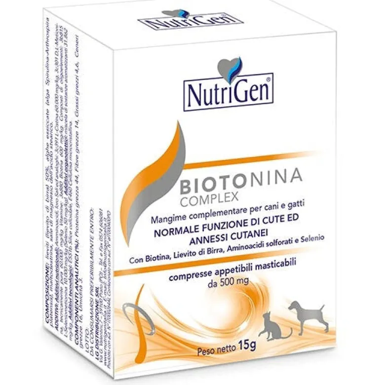 Nutrigen Biotonina Complex Mangime Complementare Per Cute Cani/Gatti 30 Tavolette