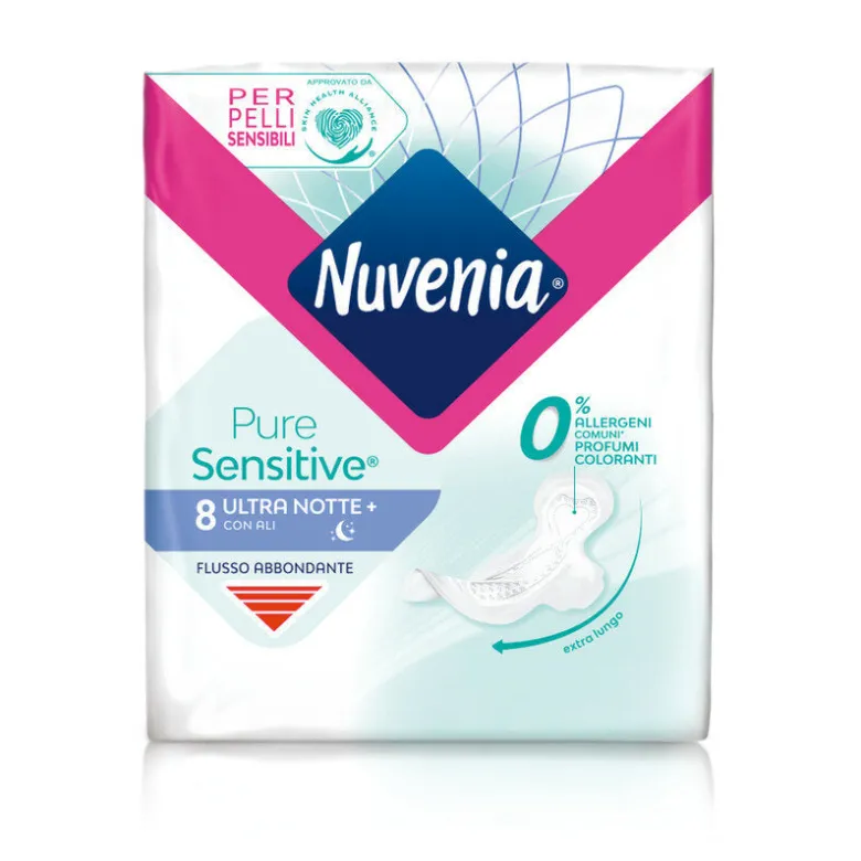 Nuvenia Pure Sensitive Ultra Notte Assorbenti con ali 8 pezzi