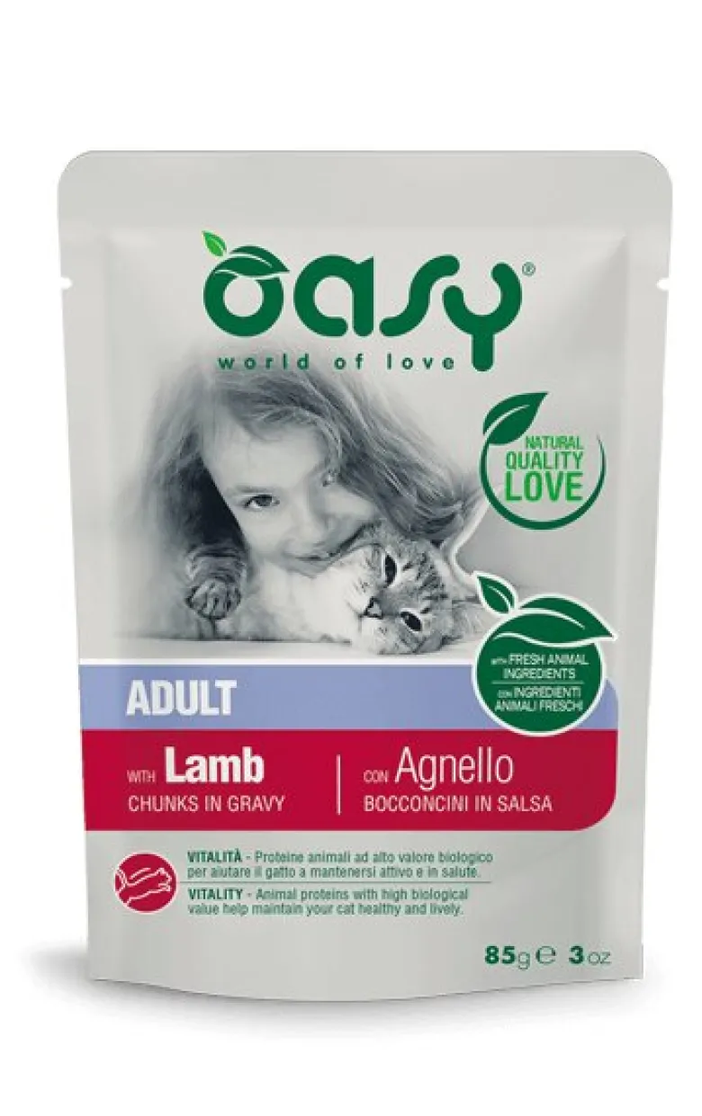 Oasy Bocconcini In Salsa Per Gatto Adult con Agnello 85g