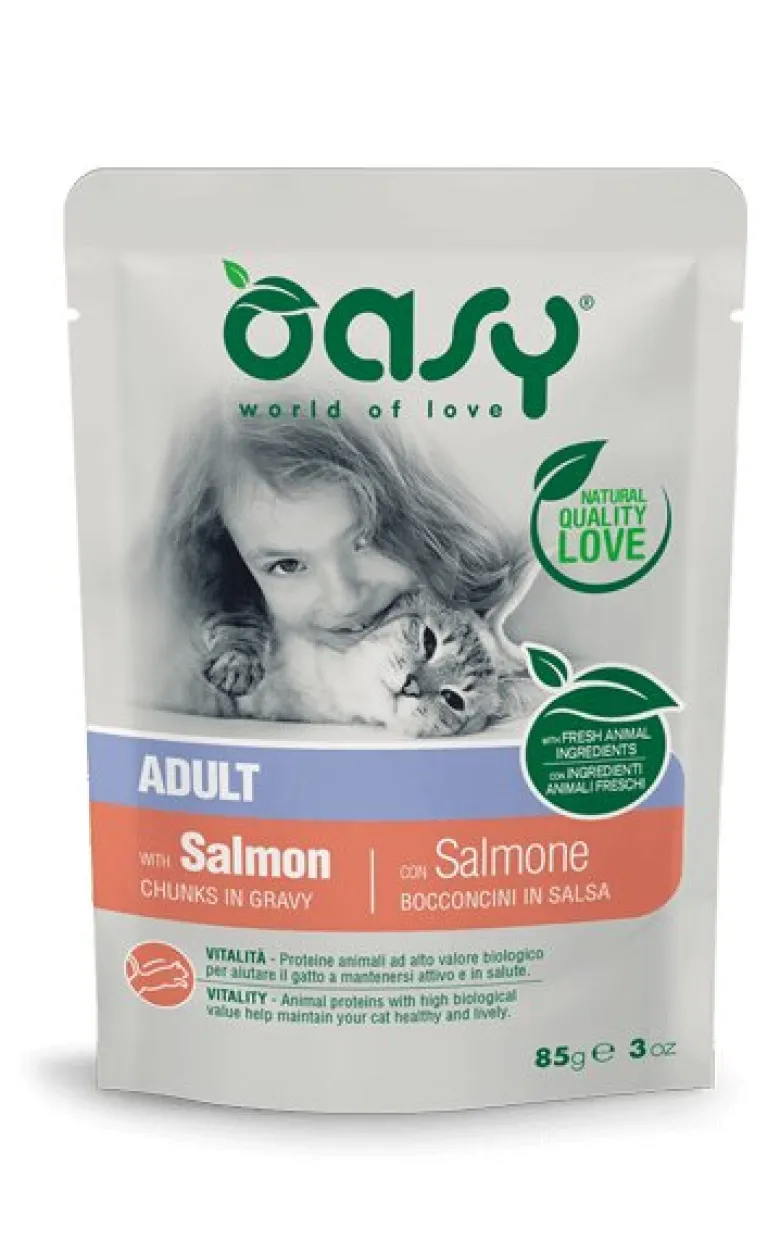 Oasy Bocconcini In Salsa Per Gatto Adult con Salmone 85g