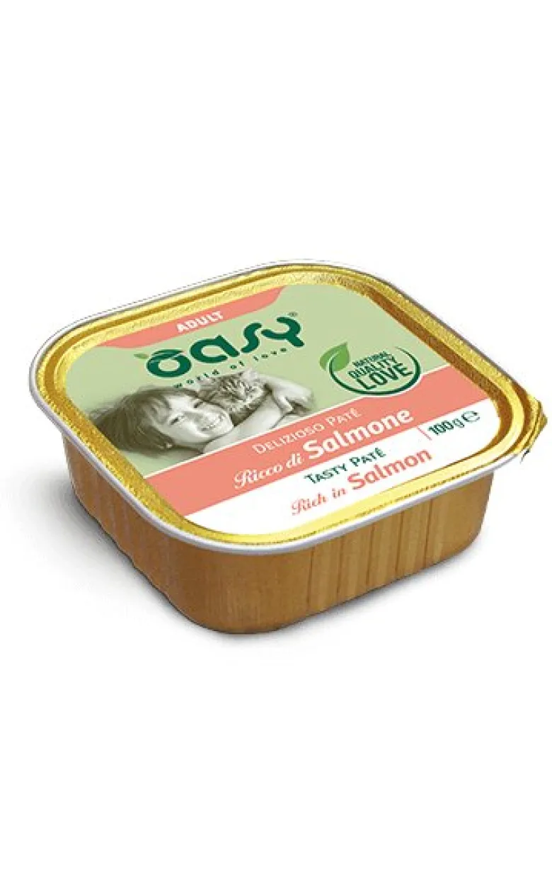 Oasy Delizioso Paté Gatto Adult Ricco di Salmone 100g