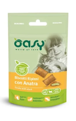 Oasy Snack Per Gatti Biscotti Ripieni con Anatra 60g