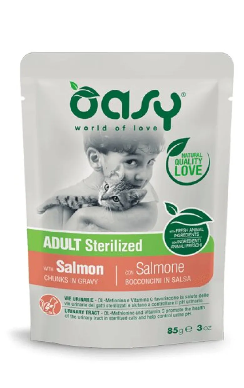 Oasy Wet Bocconcini Al Salmone Gatti Adulti Sterilizzati Busta 85g