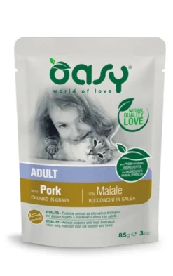 Oasy Wet Cat Bocconcini In Salsa Con Maiale Per Gatti Adulti Sterilizzati 85g