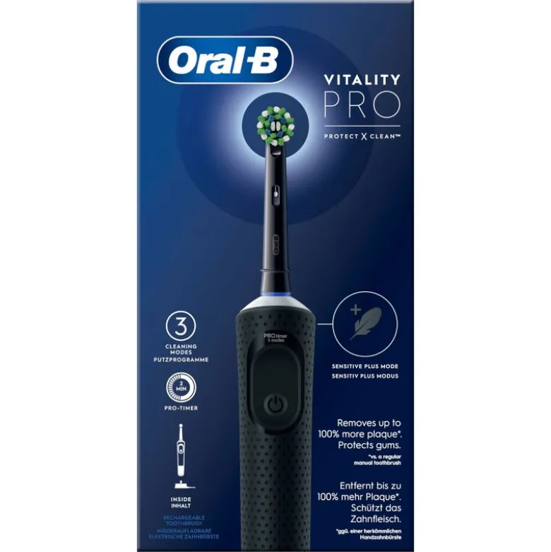 Oral-B Spazzolino Elettrico Ricaricabile Vitality Pro Nero, 1 Testina, 1 Spazzolino