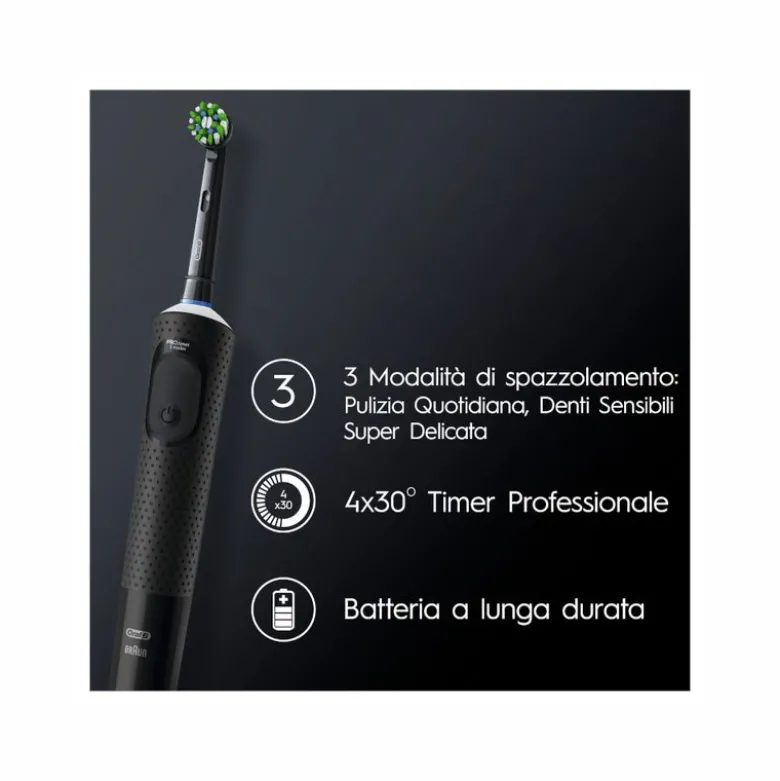Oral-B Spazzolino Elettrico Ricaricabile Vitality Pro Nero, 1 Testina, 1 Spazzolino