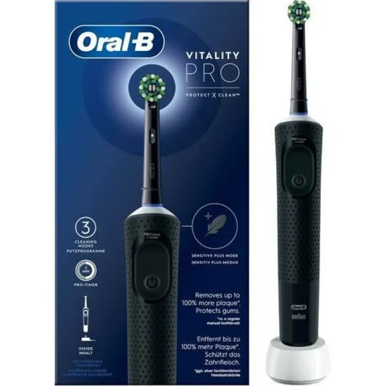 Oral-B Spazzolino Elettrico Ricaricabile Vitality Pro Nero, 1 Testina, 1 Spazzolino