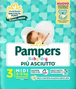 Pampers Babydry Taglia 3 Midi (4-9 Kg) 20 Pezzi