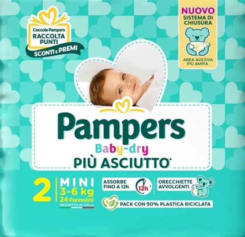Pampers Babydry Taglia 2 Mini (3-6 Kg) 24 Pezzi