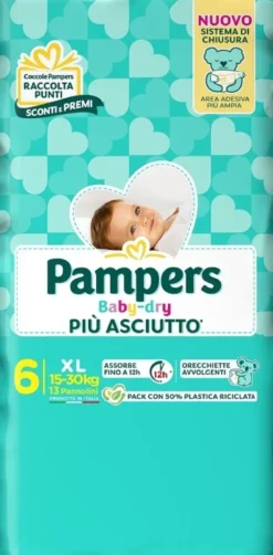 Pampers Babydry Taglia 6 XL (15-30 Kg) 13 Pezzi