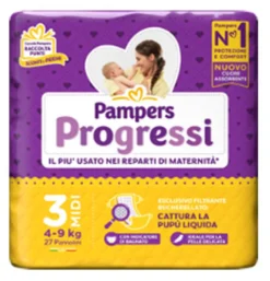 Pampers Progressi Taglia 3 Midi (4-9 kg) 27 Pezzi
