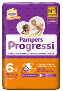 Pampers Progressi Taglia 6 XL (16+ kg) 17 Pezzi
