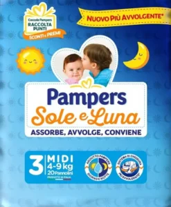 Pampers Sole Luna Pannolini Taglia 3 Midi (4-9 kg) 20 Pezzi