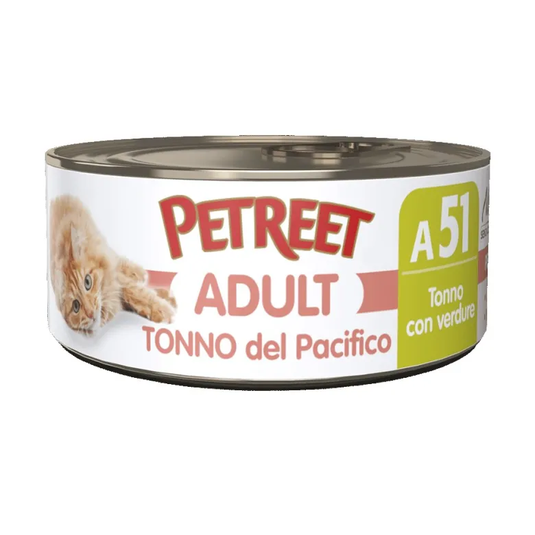 Petreet Natura Tonno del Pacifico con Verdure alimento umido per gatti adulti 70g