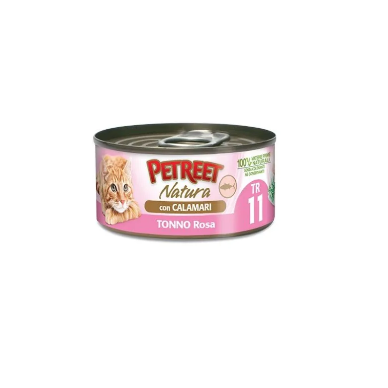 Petreet Natura Tonno Rosa con Calamari alimento umido per gatti adulti 70g