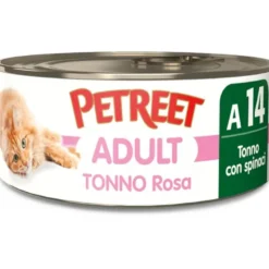 Petreet Tonno Rosa Con Spinaci Cibo Umido Per Gatti Adulti Lattina 70g