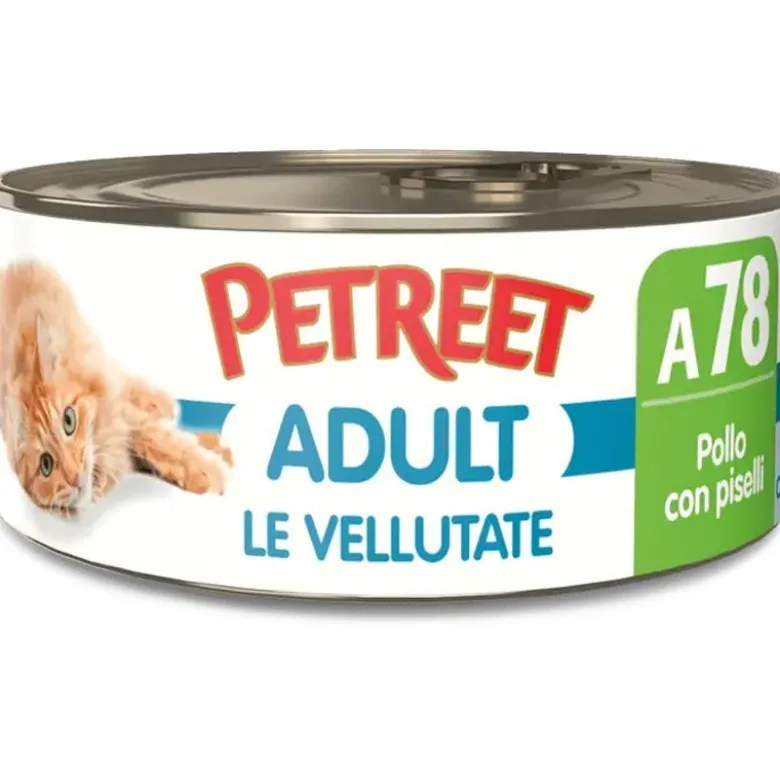 Petreet Vellutate Pollo Con Piselli Cibo Umido Gatto Adulto Barattolo 70g