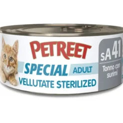Petreet Vellutate Tonno Con Surimi Aroma Granchio Cibo Umido Gatto Sterilizzato Barattolo 70g