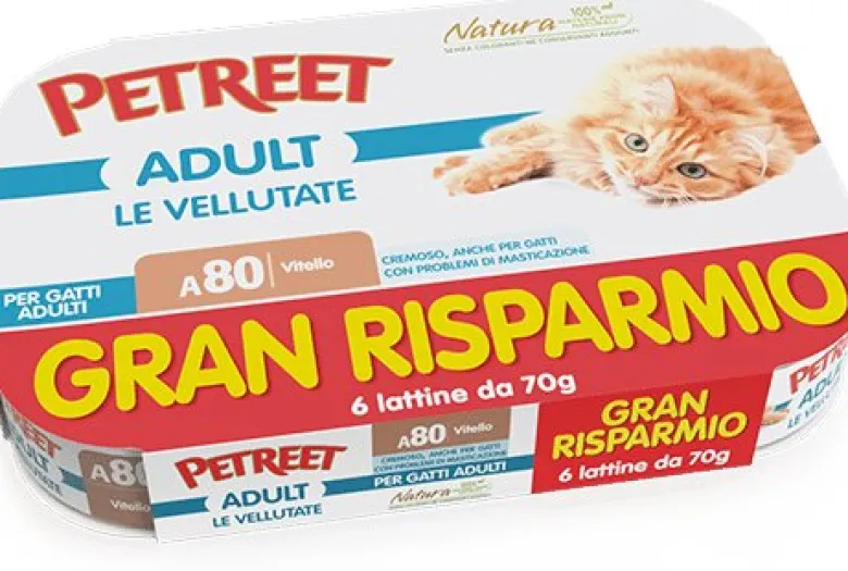 Petreet Vellutate Vitello Cibo Umido Gatto Adulto 6x70g