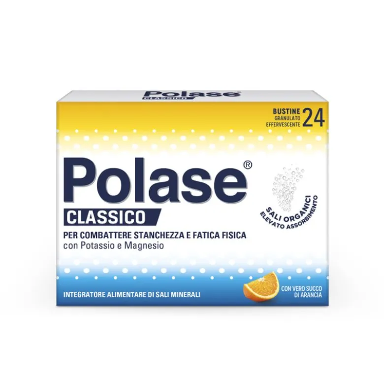 Polase Classico Magnesio E Potassio Integratore Alimentare Sali Minerali Gusto Arancia 24 Bustine