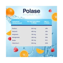 Polase Hydration Integratore Alimentare Magnesio/Potassio Sali Minerali Vitamina C Arancia 12 Stick