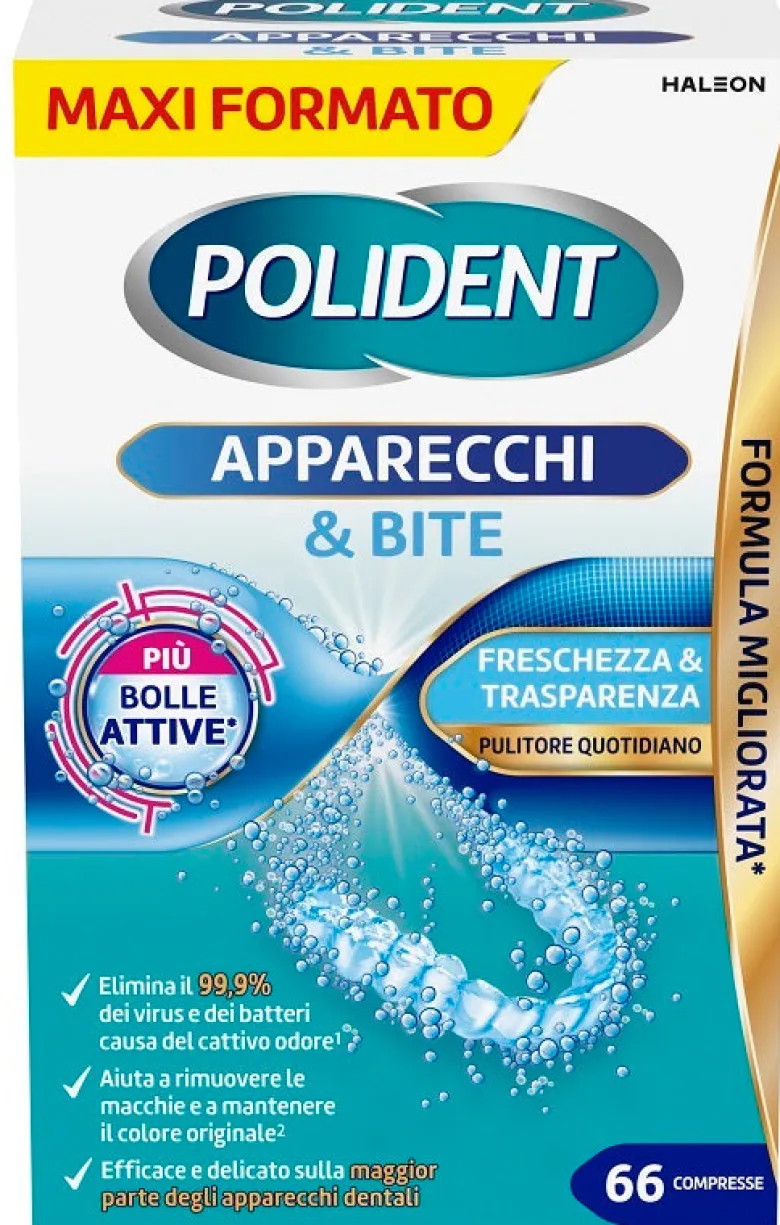 Polident Apparecchi & Bite Pulitore Quotidiano 66 Compresse