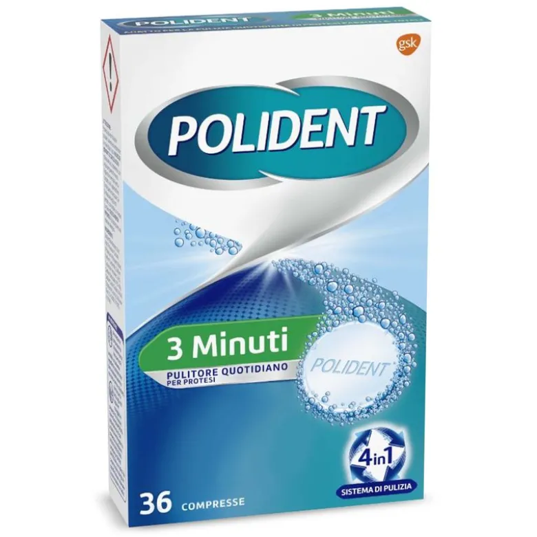 Polident 3 Minuti Pulitore Protesi Dentale Quotidiano 66 Compresse